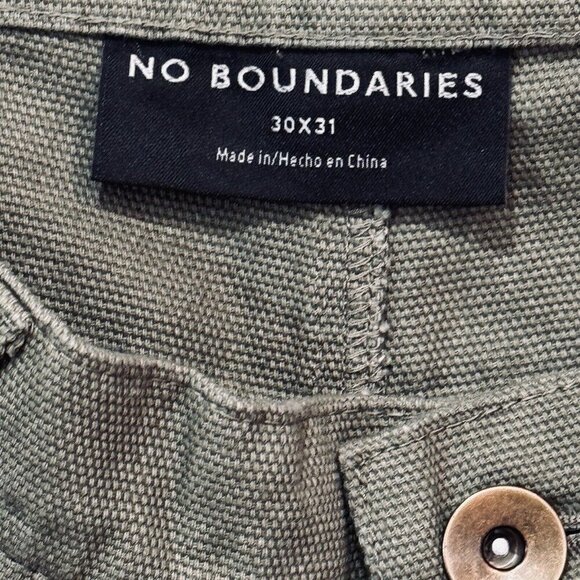 NO‎ BOUNDARIES Canvas Carpenter Pants Unisex Green Artichoke Slouch Grunge NEW - Picture 4 of 8